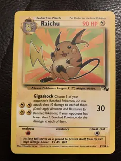 Raichu 29/62 - Fossil Set Non Holo Rare Pokemon Card WotC LP - Image 1