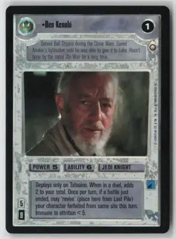 Star Wars CCG Ben Kenobi Obi Wan Character Card 1 Jedi Knight 1999 Decipher Foil - Image 1
