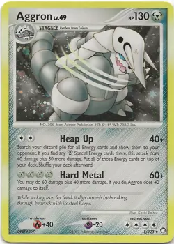 Aggron 1/123 Mysterious Treasures Holo Rare LP Pokemon Card - Image 1