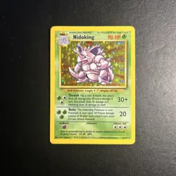 Nidoking 11/102 Base Set Unlimited Pokemon Card Holo Rare Moderately Played MP - Image 1