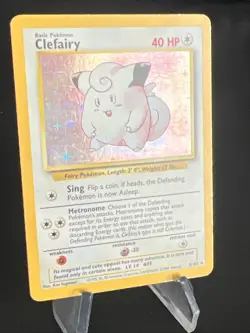 1999 CLEFAIRY 5/102 BASE SET POKEMON CARD RARE HOLO NM - Image 1