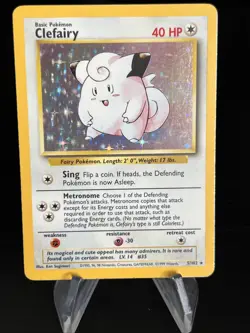 1999 CLEFAIRY 5/102 BASE SET POKEMON CARD RARE HOLO NM - Image 2