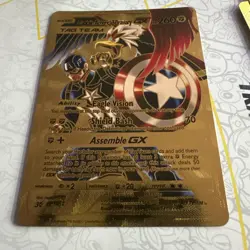 Captain America And Braviary Gx Gold Foil💥Fan Art 💥Rare Card NM - Image 1