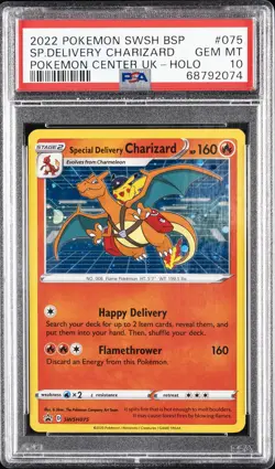 2022 POKEMON SWSH BLACK STAR PROMO #075 SPECIAL DELIVERY CHARIZARD-HOLO PSA 10 - Image 1