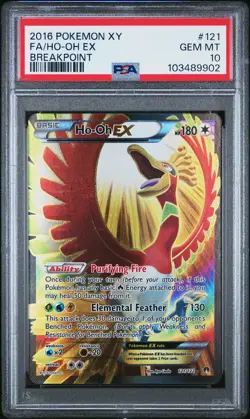 2016 POKEMON XY BREAKPOINT #121 FULL ART/HO-OH EX PSA 10 - Image 1