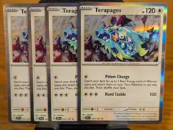 Pokemon TCG Surging Sparks Terapagos Holo Rare 161/191 x4 Playset - Image 1