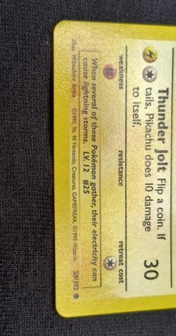 Pokemon Pikachu Yellow Cheeks w/ Shadow 58/102 Base Set - Vintage Unplayed NM - Image 5