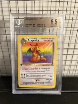 Dragonite Pokemon 1999 Fossil 1st Edition Non Holo Rare 19/62 WOTC BGS 9.5 GEM - Image 1