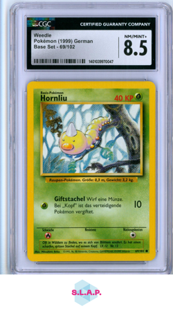 WEEDLE BASE SET - UNLIMITED 69/102 POKEMON CGC 8 - Image 1