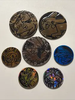Lot of 7x Official Pokemon TCG Coins (No Duplicates) Lot #10 - Image 1