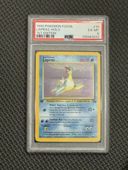 1999 Pokemon Fossil Holo Rare Lapras First Edition 10/62 PSA 6 - Image 1