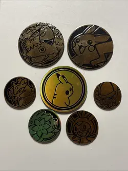 Lot of 7x Official Pokemon TCG Coins (No Duplicates) Lot #9 - Image 1