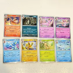 Pokemon Prismatic Evolutions Eeveelution Cosmo Holo Promo NM Full Swirl Set. - Image 1