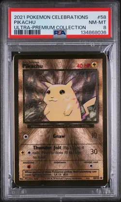 Pikachu Gold Metal PSA 8 NM-MT 2021 Pokemon Celebrations Ultra-Premium #58/102 - Image 2