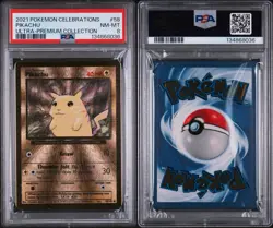 Pikachu Gold Metal PSA 8 NM-MT 2021 Pokemon Celebrations Ultra-Premium #58/102 - Image 4