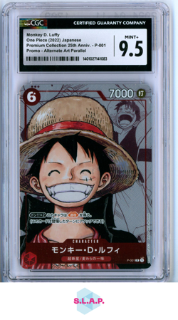 MONKEY D. LUFFY PREM COLL 25TH ANN MANGA ALT. ART PARALLEL P-001 ONE PIECE CGC 9 - Image 1