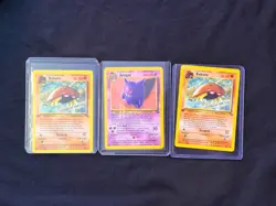 Vintage Pokemon Cards - Fossil Set x2 1st Edition Kabuto and Gengar: 3 Card Lot - Image 1