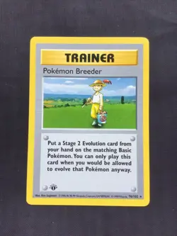 Pokemon Cards: Base Set 1st Edition Rare: Pokemon Breeder 76/102 - Image 1