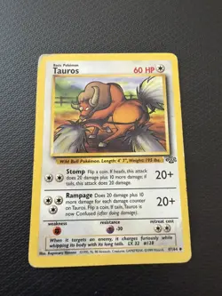 Pokemon TCG Tauros Jungle Card 47/64 Unlimited Uncommon HP - Image 1