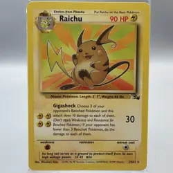 Raichu 29/62 Fossil Non-Holo Vintage WOTC Pokemon Card Near Mint NM - Image 1