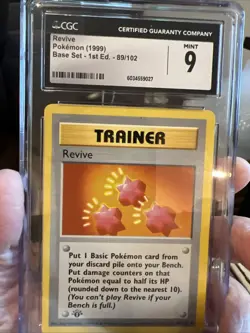 1999 Pokemon Shadowless 89/102 Revive Trainer 1ST Edition CGC 9 nice card - Image 1