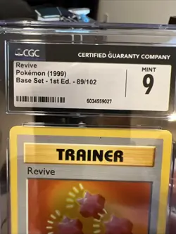 1999 Pokemon Shadowless 89/102 Revive Trainer 1ST Edition CGC 9 nice card - Image 2
