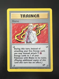 Blaine 100/132 - Pokemon Gym Challenge Unlimited Rare Card WOTC -MP/DMG - Image 1