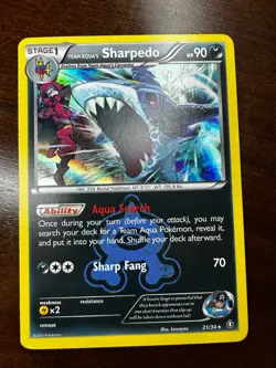 Team Aqua's Sharpedo Holo Rare 21/34, 2015 Double Crisis, Pokemon TCG Card - Image 1