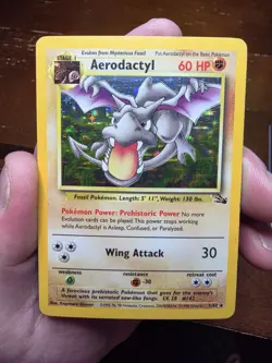 1999 Aerodactyl Fossil 1/62 Holo Rare Vintage Pokemon TCG Card HP-DMG - Image 1
