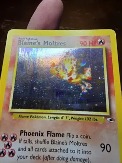 Blaines Moltres 1/132 Pokemon Card TCG Gym Hero's Unlimited Holo MP-HP - Image 3