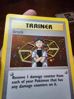 Pokemon TCG Brock Trainer Holo Rare Card 15/132 WOTC Gym Heroes LP SWIRL - Image 3