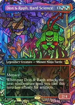 NM Borderless Foil Don and Raph, Hard Science, MTG, TMNT, Magic, 205 - Image 1
