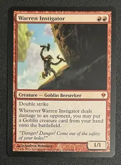 MtG ‘Warren Instigator’ 154/249 Zendikar WotC 2009 mythic red goblin unplayed NM - Image 2
