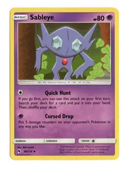 Sableye 96/214 Lost Thunder Pokemon Uncommon NM 2018 Sun & Moon English - Image 1