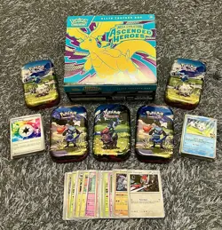 Pokemon TCG Ascended Heroes ETB (opened) + 5 x Mini Tins (opened) - Bulk Cards ✅ - Image 1