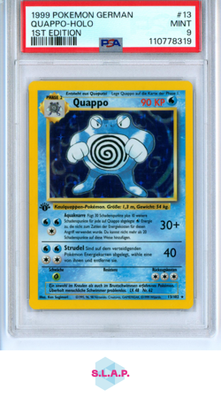 QUAPPO-HOLO POKEMON #13 1999 1ST EDITION MINT GERMAN PSA 9 - Image 1