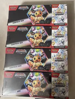 (4) Sam’s Club Pokemon Prismatic Evolutions Surprise Box & Booster Bundle SEALED - Image 1