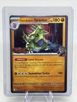 Team Rocket's Tyranitar (Prerelease) 096/182 Pokemon Promo Card Holo Rare NM - Image 1