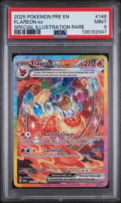 Pokemon TCG Prismatic Evolutions Flareon EX Card 146/131 Sir PSA 9 - Image 1