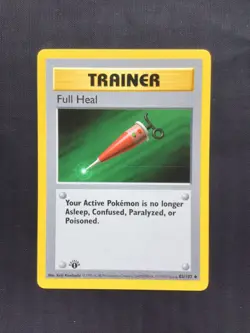 Pokemon Cards: Base Set 1st Edition Uncommon: Full Heal 82/102 - Image 1