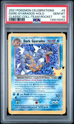 2021 POKEMON CELEBRATIONS CLASSIC COLL #8 DARK GYARADOS-HOLO PSA 10 - Image 1