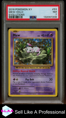 MEW-HOLO EVOLUTIONS POKEMON XY EVOLUTIONS 2016 53 PSA 7 - Image 1