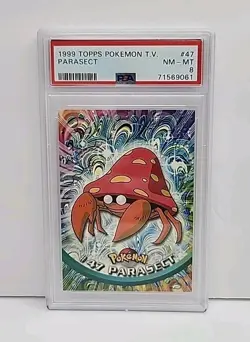 PSA 8 Parasect #47 Topps 1999 Pokemon TV Edition Black Label Card Graded - Image 1