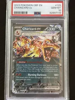 2023 POKEMON TCG: OBF EN - OBSIDIAN FLAMES #125 CHARIZARD EX PSA 10 GEM MT - Image 1