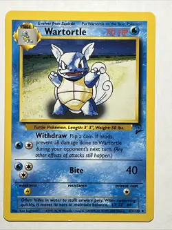 Wartortle 63/130 Base Set 2 Uncommon Starter WoTC Pokemon Trading CG 2000 LP - Image 1