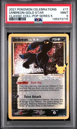 Umbreon Gold Star 2021 Pokemon Classic Collection Celebrations 17/17 - PSA 9 - Image 1