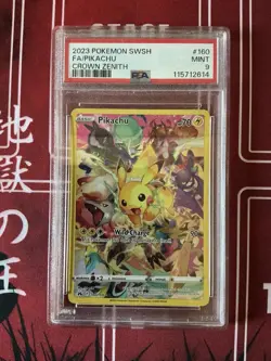Pokemon TCG Pikachu Holo Crown Zenith PSA 9, 160/159, Secret Rare - Image 1