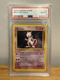 Pokemon TCG • Mewtwo 10/102 Base Set 1999 Unlimited • Holo Rare • PSA 8 NM-Mint - Image 1