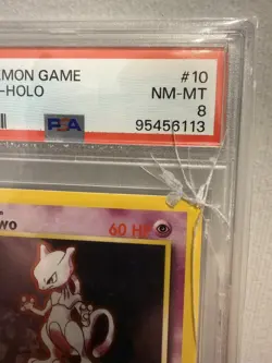 Pokemon TCG • Mewtwo 10/102 Base Set 1999 Unlimited • Holo Rare • PSA 8 NM-Mint - Image 2