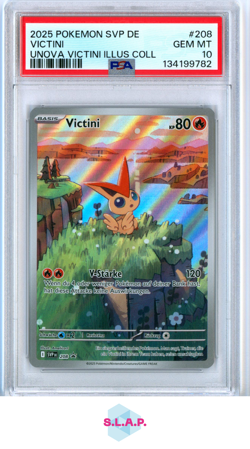 VICTINI UNOVA VICTINI ILLUS COLL POKEMON GER SVP SV BLCK STR PRM 2025 208 PSA 10 - Image 1